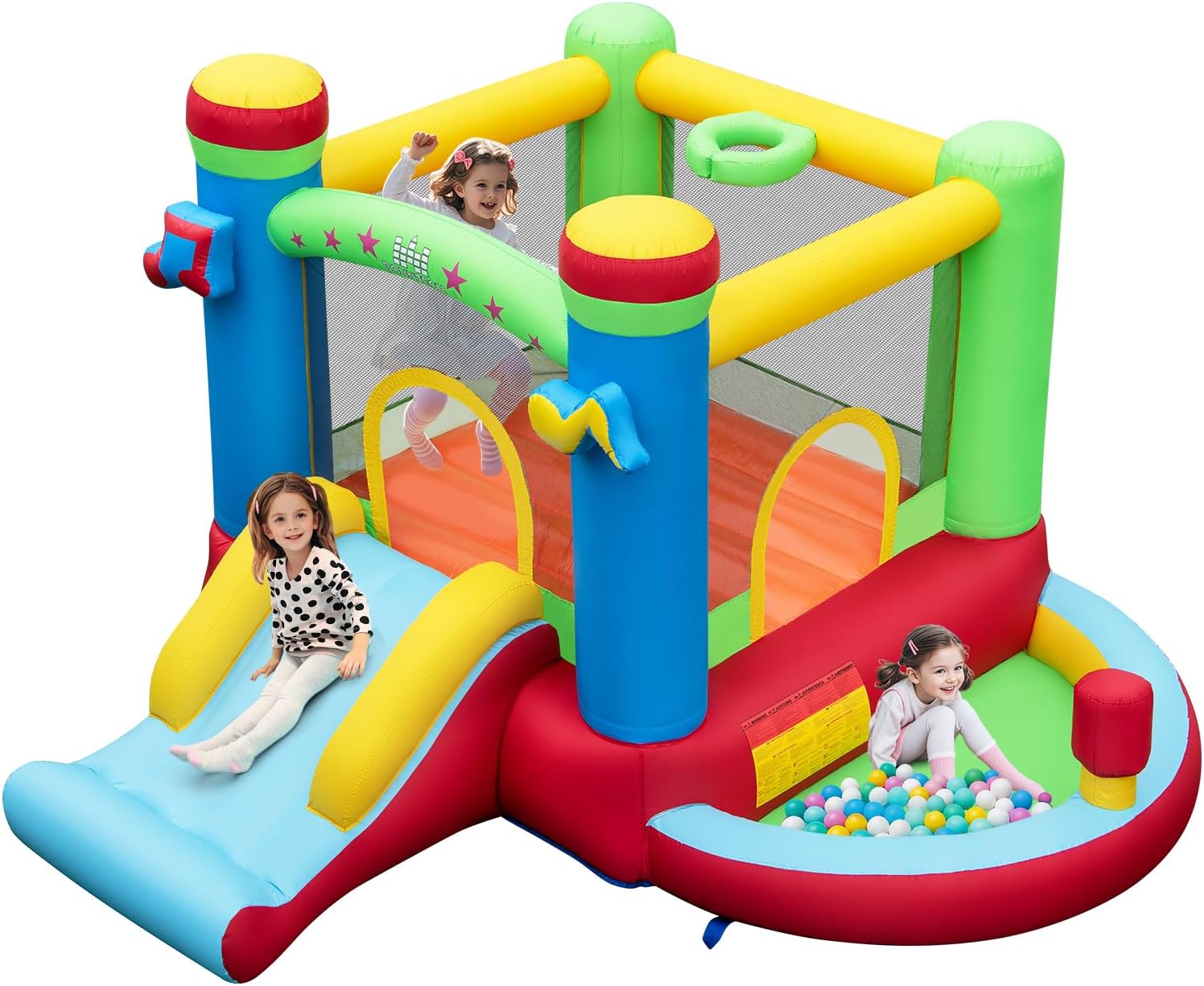 Kids Outdoor Bounce House - Надувной батут с бассейном с шариками,
