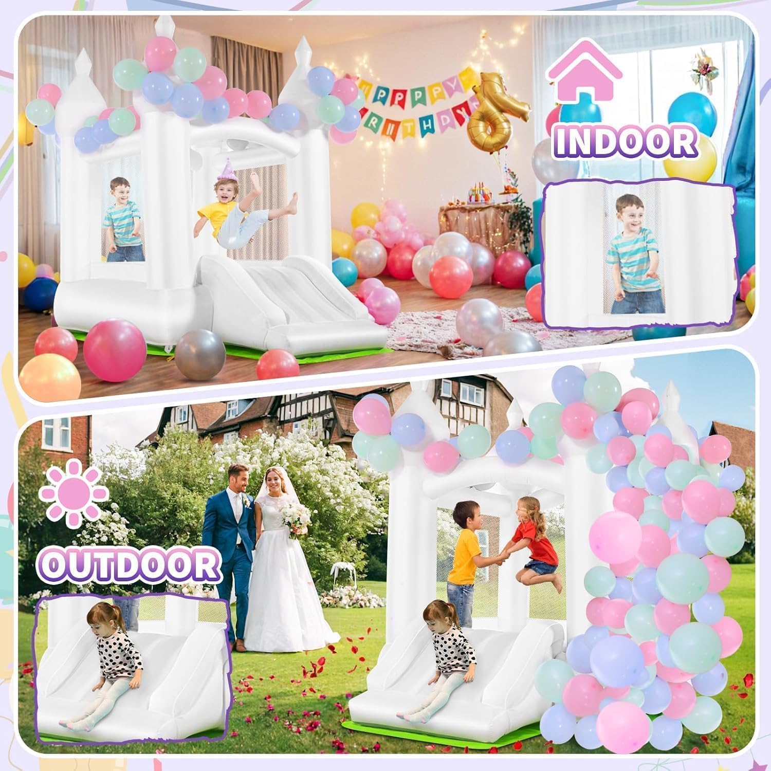Белый надувной батут для детей – обзор и цена Kids Outdoor Bounce House