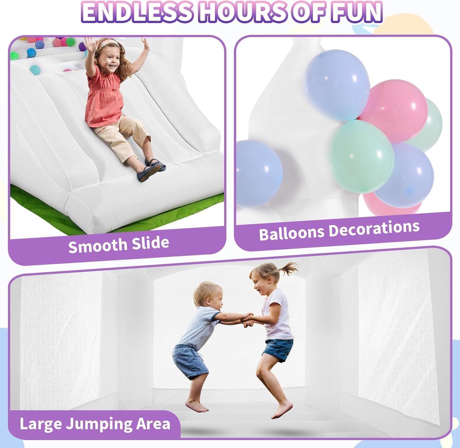 Белый надувной батут для детей – обзор и цена Kids Outdoor Bounce House