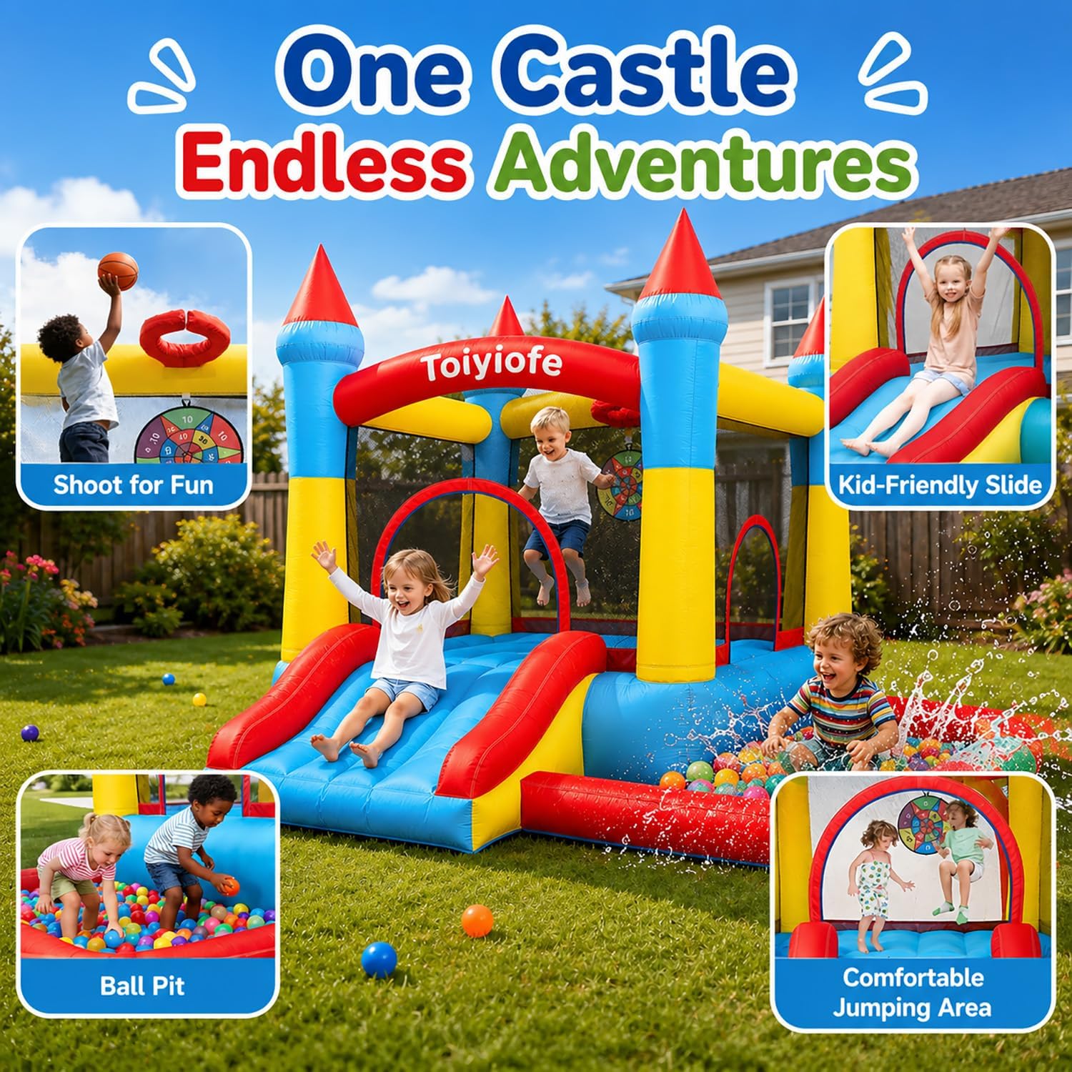 Надувной батут для детей 3-6 л – обзор и цена Kids Outdoor House With Slide
