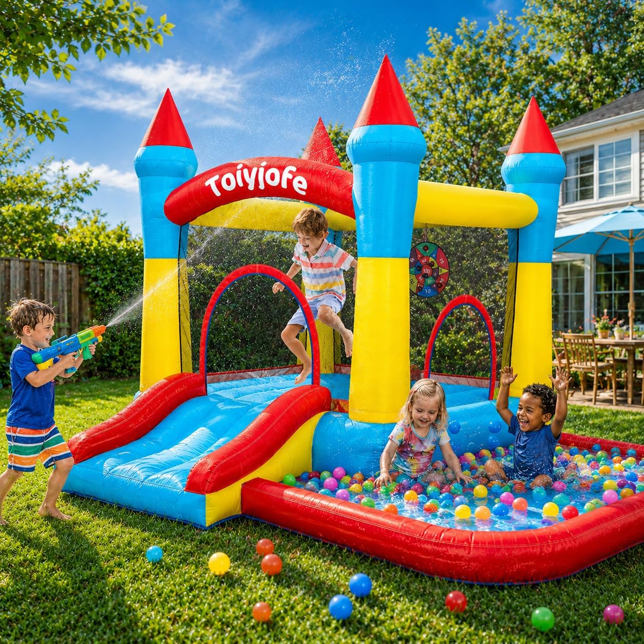 Надувной батут для детей 3-6 л – обзор и цена Kids Outdoor House With Slide