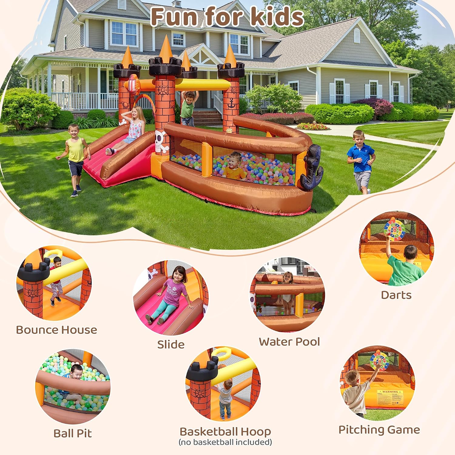 Надувной батут для детей 3-8 л – обзор и цена Kids Outdoor Bounce House