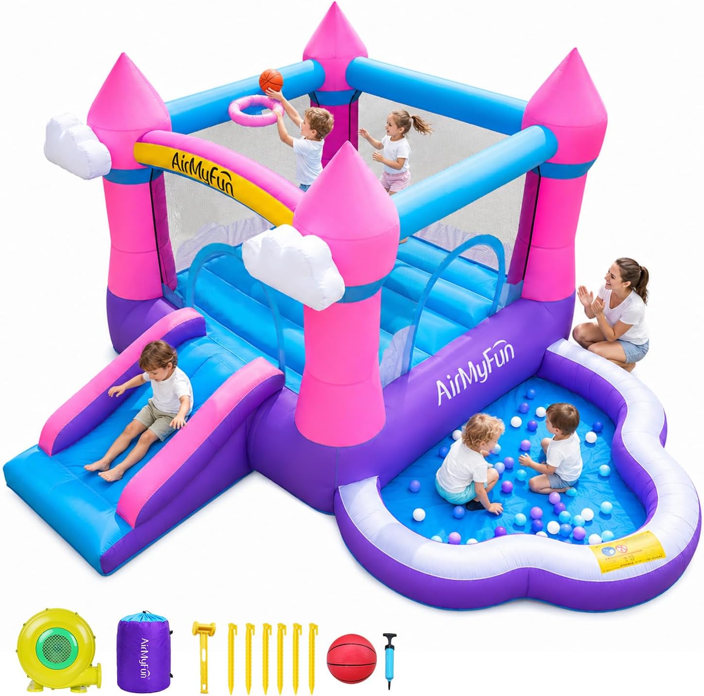 Розовый надувной батут для дет – обзор и цена Kids Outdoor Inflatable Water Slide