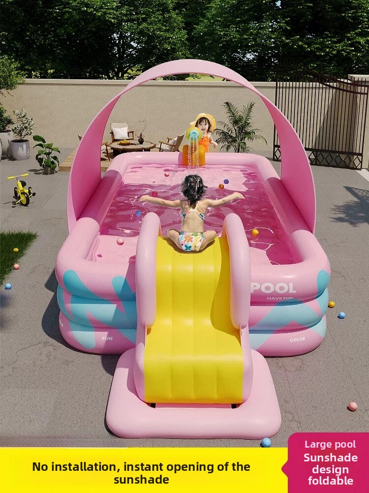 Надувной бассейн с тентом и го – обзор и цена Kids Outdoor Inflatable Water Slide
