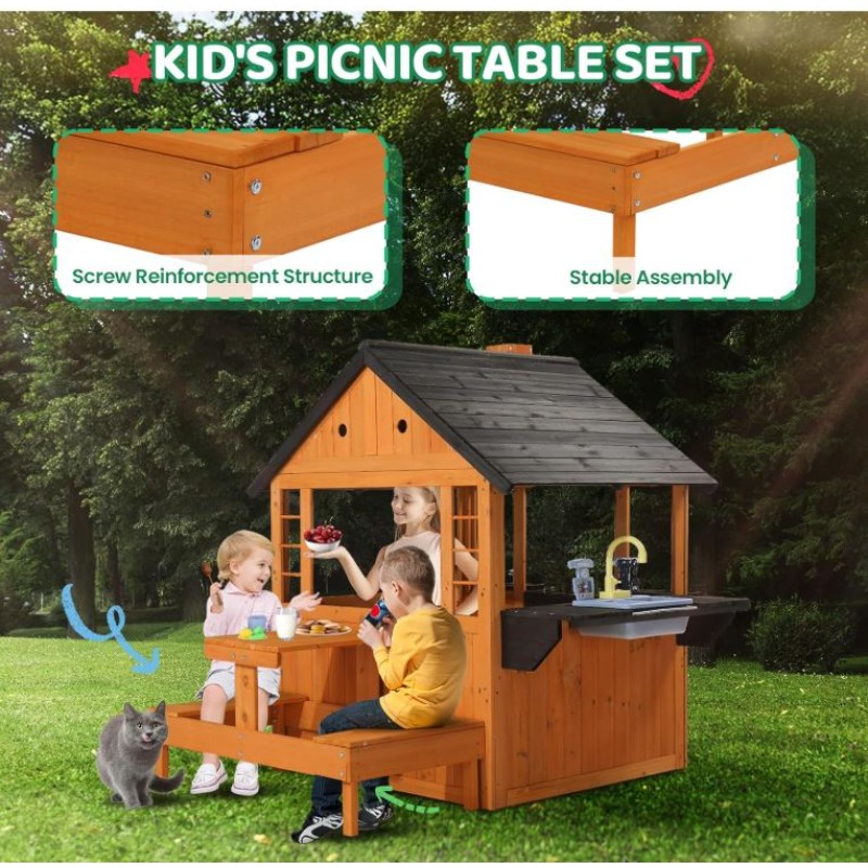 Детский деревянный игровой дом – обзор и цена Kids Outdoor Sink