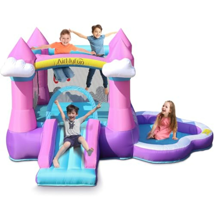 Розовый надувной батут для дет – обзор и цена Kids Outdoor Inflatable Water Slide